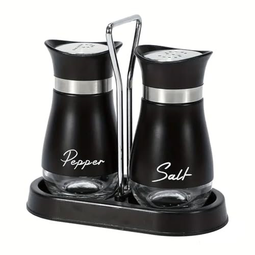 Salieres Et Poivrieres en Acier Inoxydable, 100ml Salière et Poivrière Set, Sel et Poivre de Table Récipient à Bouteille avec Fond En Verre pour Maison Cuisine Épices Restaurant Camping