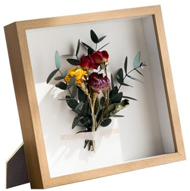 Bilderrahmen 3D zum Befüllen, 22 x 22cm Objektrahmen Tief, 3D Rahmen für Objekte, Tiefer Bilderrahmen Quadratisch bis 3cm, Bilderrahmen Dick für Blumen,Fotos,Eintrittskarten,Insektenproben,Kunstwerke