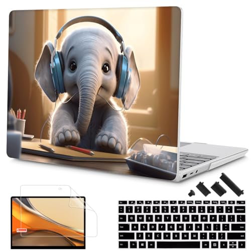 Tuiklol Case for 13.5 Inch Microsoft Surface Laptop 5/4/3 Releases with Metal Palm Rest, Hard Shell Case with Screen Protector and Keyboard Cover +Dust Plugs Model 1951/1868,Elephant