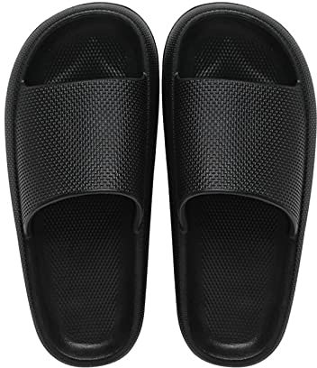 Badeschuhe Damen Herren Sommer Rutschfeste Badeschlappen House Slippers mit Weichen Sohlen Strand Hausschuhe Dicke Sohle Hausschuhe Leichte Schnell Trocknende Slippers