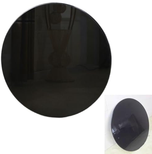 Rond Vitre Plaque Plateau De Table Le Noir, Plateau Rond De Table En Verre Trempé Ø38cm•100cm, Fond En Verre avec 8mm De Verre De Sécurité Trempé, pour Patio, Salle À Manger, Café(Size:38CM(15INCH))