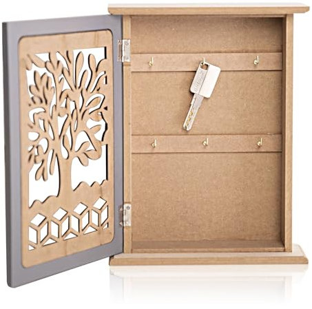 kiptyg Boite a Clef, Armoire a Clef, Boite a Clef Decorative, Boîte à clés Murale en Bois, boîte de Rangement créative, Design rétro Creux, pour clés, Bijoux, Petits Objets (1 pièce, 22 * 7 * 28.5cm)