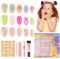 78 pièces de faux ongles pour enfants, EBANKU 3 Pack Kit Faux Ongles pour Filles 8-12 ans avec Adhésifs pour Faux Ongles et Colle pour Faux Ongles.