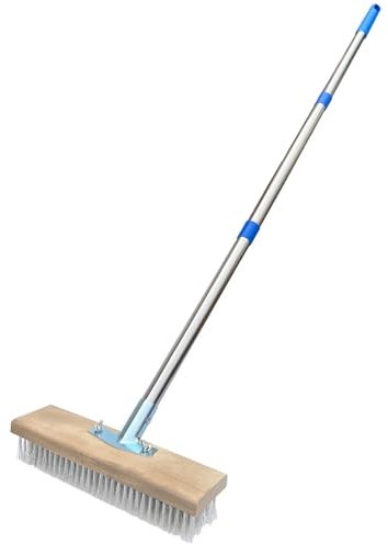 Escoba de Alambre de Acero Inoxidable Resistente con Mango Telescópico (130CM), Ideal para Eliminar Malas Hierbas, Musgo, Algas y Manchas Difíciles, Limpieza de Patios, Terrazas