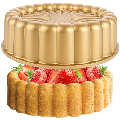 LOPYXBR Charlotte Kuchenform, 23,7x7cm Charlotte Backformen aus Aluminium, Tortenform Runde Form, Küchenzubehör, Dekoration für Weihnachten, Hochzeit, Valentinstag