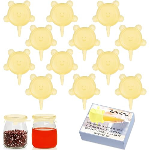 Couvercle silicone alimentaire 12 pieces taille pour bocaux boîtes tasses verres mugs Scellage hermetique pour une fraîcheur maximale Resistance aux hautes et basses temperatures
