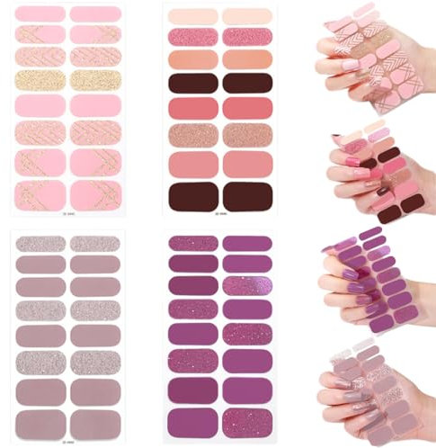 ZOPJUMA 4 Piezas Pegatinas Uñas Decorativas Adhesivas Multicolor, Nail Stickers Full Cover, Calcomanías Etiqueta Engomada Uñas para Arte de Uñas DIY