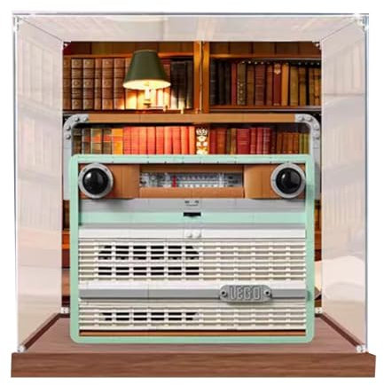 Acrylic display box, compatible with lego 10334 Vintage Radio model, self-assembling clear dust cabinet, collectible organizer (box only) (backgrounds)