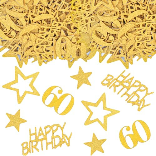 KOBOKO Konfetti 60. Geburtstag Deko, 100 Stück Gold, Tischdeko für Frauen & Männer