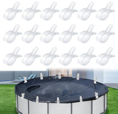 Poolabdeckung Clips, 18 Stück Klemmzwingen Pool Abdeckungen Klemmen Groß Klammern für Poolabdeckung Pool Zubehör Federklemme Poolabdeckungsclip Klammern für Poolabdeckung (Weiß, S)