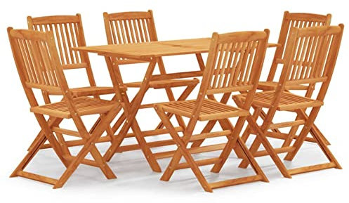7-teiliges Rattan-Esszimmer-Set mit Glasplatte, Tisch, wetterfest, Terrassenmöbel-Set, massive Eukalyptus-Stühle, rechteckiges Gartenmöbel-Set