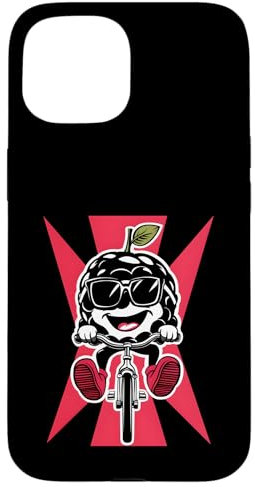 Blackberry-Cartoon „Radfahren auf dem Fahrrad“ Hülle für iPhone 15
