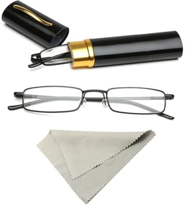 Dyiouxin Lesebrille,Tragbare Lesebrille Damen und Herren,mit Brillenputztücher Anti-Blaulicht,Verstellbare,Kleine Tragbare,Lesehilfe Brillen Mit Etui +2.0