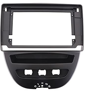 MKVAXR 9 Pouces 2 Din autoradio Fascia Fascia Dash Kit DVD Radio Panneau stéréo Couverture Aygo, for citroën, C1, for Peugeot, 107 2005-2014 Cache de façade stéréo(9 inch)
