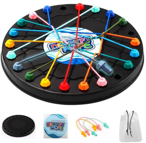 Rope Challenge Puzzle Knobelspiel mit Seil Logik Strategiespiel Logik Spiele Knot,Interactive Rope Challenge Spiel,Lehrreiches Seil-Fädelspiel,für Kinder Und Erwachsene,2 bis 4 Spieler
