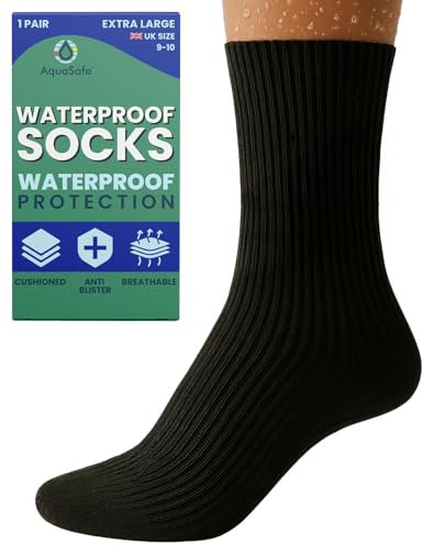 Aquasafe Guardsocks Calcetines impermeables para hombre y mujer, diseño de 3 capas, transpirables y cómodos, calcetines de senderismo para actividades al aire libre en condiciones húmedas, Negro