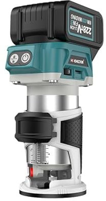 Router elettrico senza fili, router in legno di palma a 6 velocità, 30000 giri/min, compatibile con batteria Makita da 18 V, strumenti per la lavorazione del legno con 15 punte e 2 chiavi, batteria