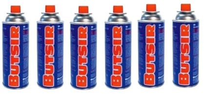 Pack De 6 Cartuchos De Gas Butsir Para Hornillos | Compatible Con Quemadores, Soplete de Cocina, Estufa De Gas Y Mas | Camping Gas Portátil | Cartuchos Para Hornillo Gas Butano