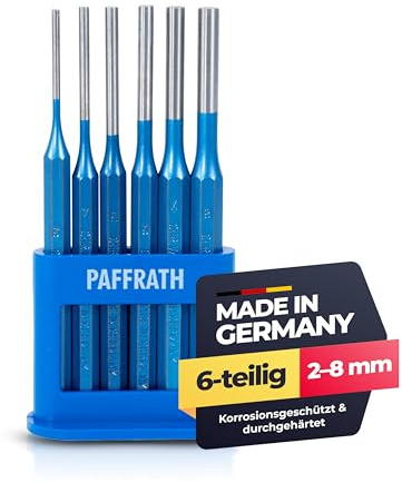 Paffrath® Splintentreiber Set 6-teilig (2–8 mm) – Durchschlag Set aus Chrom-Vanadium-Stahl – Präzise geschliffene Spitzen – Robuste, lackierte Schäfte – Made in Germany