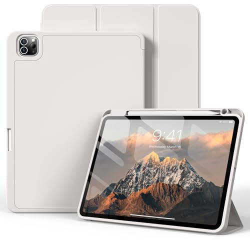SZPSGC iPad Pro 11 Zoll Schutzhülle 4/3/2 Gen (2022/2021/2020), Grau | Dünne Tablet Hülle, Trifold Ständer, Weiche TPU Rückseite, Mit Stifthalter, Auto Schlafen/Wachen