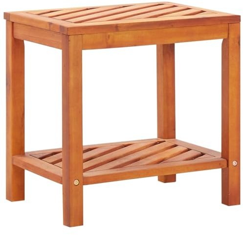HETFTJN Beistelltisch Akazienholz 45 x 33 x 45 cm Massiv naturöl Wetterfest Modernes Design Robust Langlebig für Wohnzimmer Balkon Garten Terrasse und Camping