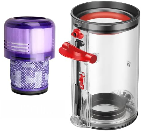 Dust Bin Replacement for Dyson V11 V15 SV14 SV15 SV17 SV28 SV22 SV47 Cordless Vacuum Cleaner, Large Clear Canister Dust Bin Spare Parts with HEPA Filter, Restore Suction Power