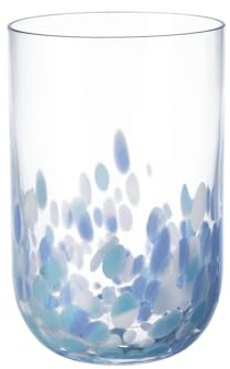 like. by Villeroy & Boch – Like Confetti Aqua Longdrink-Glas, 2er-Set, ca. 300 ml, sanfte Blautöne, Glas mit Confetti-Dekor, spülmaschinengeeignet, Longdrinkgläser aus Glas