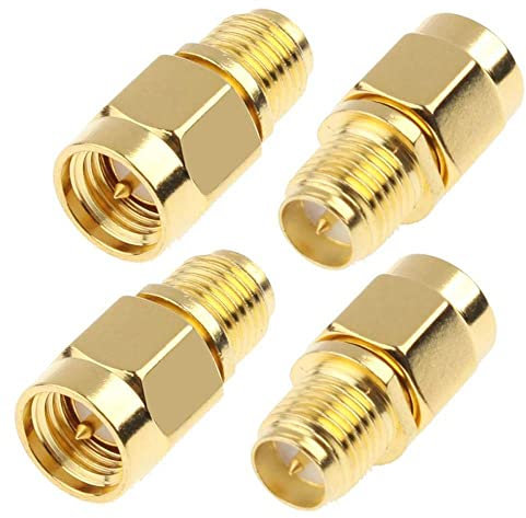 TengKo SMA Male Plug to RP-SMA Female RF Straight Connector Gold Plating Adapter for Wi-Fi Antenna Repeaters Radio Signal Extension Cable (4 PCS)