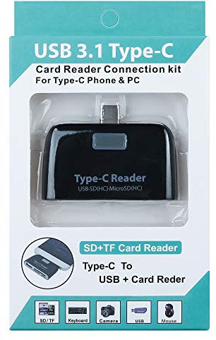Lecteur de Cartes pour HTC 10 Smartphone Type-C Android SD Micro SD USB Adaptateur Universel (Noir)