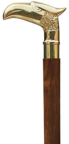 alfiya nautical store agle Walking Stick - Seltener Adlerkopf Holzstock Gehstock für Damen und Herren - Stöcke und 3-fach gefaltete Gehstöcke mit Metall-Messinggriff