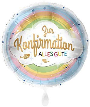 1 Folienballon Konfirmation Regenbogen bunt 43 cm ungefüllt Ballongas geeignet
