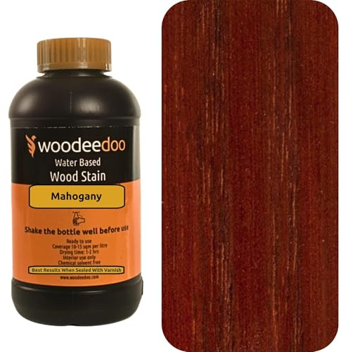 WooDeeDoo Water Based Wood Stain | Wood Dye | Ready to Use | Environmentally Friendly | Solvent Free | Odour Free | 1 L | Mahogany