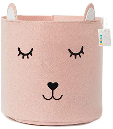 OYHOMO Panier à Linge en Feutre pour Chambre d'enfant Panier à Jouets Enfant Corbeille de Rangement Pliable pour Jouets Vêtement Livres Organisateur - Rose