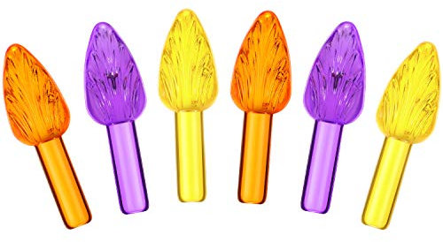 BBTO 120 Pcs Halloween Ceramic Tree Bulbs Ceramic Tree Replacement Lights, Orange Purple Yellow Medium Plastic Light up Twist Bulbs for Halloween Christmas Holiday Ornaments