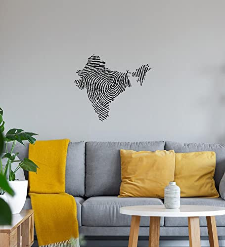 Indien Fingerabdruck Wandtattoo Schwarz Aufkleber 52 x 45 cm