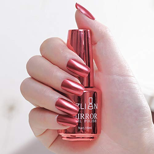 Allbestaye 18ml Polish Mirror Nail Polish, Varnishes Metallic Mirror Glitter Nail 16 Colors