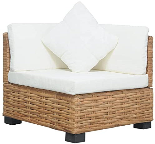 MUSEVANE Ecksofa Eckcouch Gartenmöbel mit Auflagen Natur Rattan