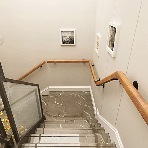 GLP 1ft - 20ft Wooden Handrail With Complete Set, Anti-Slip Stair Railing Wood Banister For Indoor Outdoor Elderly Children Loft Safety Hand Grab Rail (Size : 2ft/60cm)