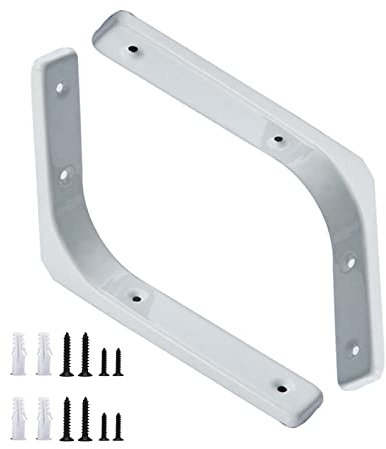 Reggimensola Industriale, Staffe Per Mensole a Parete, Supporti Decorativi Per Mensole Galleggianti, 5/6/8/10in, Staffa a Parete L, 2x Supportos Per Ripiano Metallo + Viti,White-12.5x12.5cm/4.9*4.9in