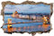 Wandtattoo Skyline der Stadt Wandsticker Wandaufkleber 3D-Effekt Durchbruch für Babyzimmer Kinderzimmer 53x80cm
