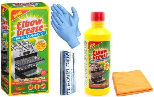 Elbow Grease Oven Cleaner for Domestic Ovens and BBQ - 500 ML Bottle - Bags and Gloves Included - Complete Oven Cleaning Kit with Ultra Absorbent Microfibre Cleaning Cloth
