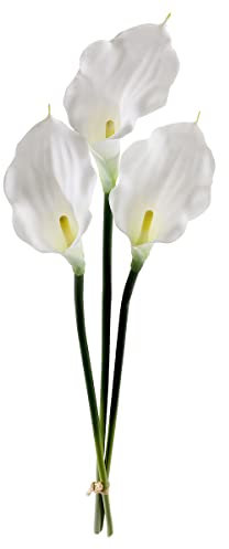 Deco Woerner Dekorative Kunstblumen-Bund-Calla bestehend aus DREI Callas 50 cm weiß