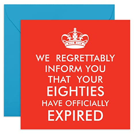 Central 23 Geburtstagskarte zum 80. Geburtstag, Aufschrift Eighties Have Expired, lustige Geburtstagskarten für Damen und Herren, zum 80. Geburtstag, 80 Jahre alt, mit lustigen Aufklebern
