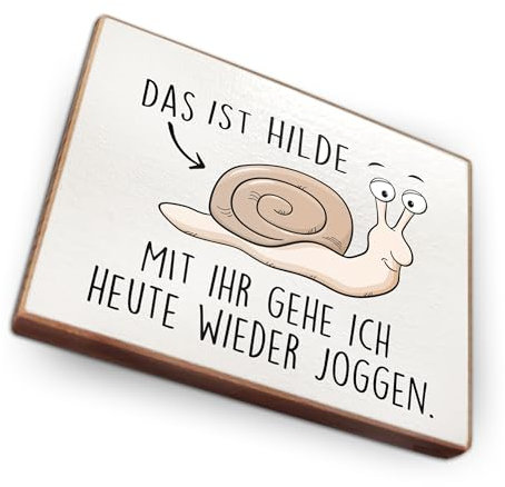 Kühlschrankmagnet mit Spruch - D - Handmade aus Buchenholz - Magnet für Kühlschrank Süß Witzig Lustig - Küchen Kühlschrank Deko 6.5cm x 5cm - Geschenk-Idee (Das ist Hilde)