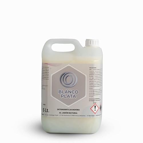 Detergente Lavadora Líquido al Jabón Natural para Ropa blanca y de color. 90 lavados. 5L Blancoplata