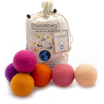 Friendsheep Trocknerbälle aus Wolle, organische wiederverwendbare Weichspüler-Alternative für Wäsche, handgefertigt, Fair Trade, hypoallergen, umweltfreundlich, plastikfrei (6 Pack XL - Tropischer