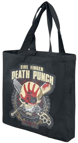 Five Finger Death Punch Got Your Six Uni Mehrfarbiges Band Musik-Schultertasche, mehrfarbig, Standard – 10 oz Fairtrade, recycelte Baumwolle – 42 cm x 37 cm – Gusseted – Offizielle Merchandise,