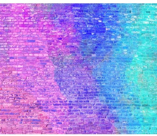 murando - Vlies Fototapete Steinwand 400x280cm - Foto Tapete Wohnzimmer Vliestapete XXL Motivtapeten Bildtapete 3d Effekt Wand Dekoration - Ziegeloptik Steine Stein bunt Neonfarben f-C-10035-a-a