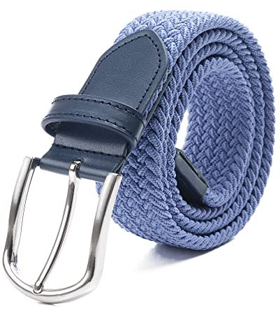DWOY Elastischer Stoffgürtel Geflochtener Gürtel für Damen und Herren (Indigo, 115)