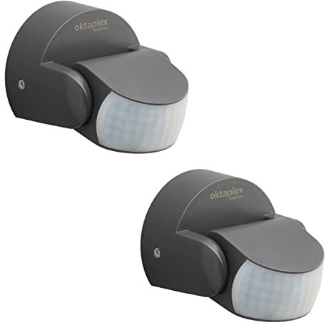 Oktaplex 2X Bea Détecteur de Mouvement extérieur IP65 orientable 180° Capteur Infrarouge 12 m Portée 230 V Anthracite avec capteur crépusculaire